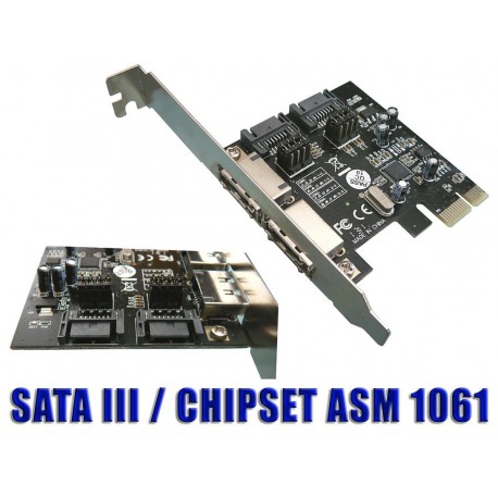CARTE CONTROLEUR PCI EXPRESS 2 SATA INTERNES + 2 SATA EXTERNES SATA3