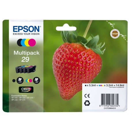 Epson multipack T29 Noir, Cyan, Magenta, Jaune T2986 Fraise