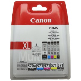 Canon 570 571 Multipack Cyan + Magenta + Jaune + Noir + Noir XL CLI-571C CLI-571M CLI-571Y CLI-571BK + PGI-570PGBK XL