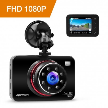 Caméra de voiture Full HD 1080p WDR avec fonction stationnement, Capteur-G, enregistrement en boucle