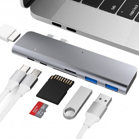 Hub USB Type C pour Macbook Pro avec sortie HDMI et lecteur de cartes