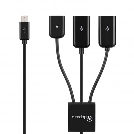 Hub micro USB OTG vers micro USB + 2 USB A