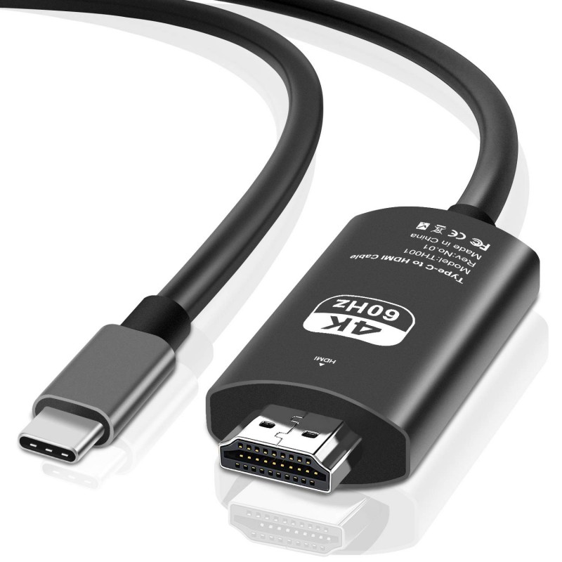 Câble Usb C Vers Hdmi 4K 2M,[Compatible Thunderbolt 3] Câble Usb Type C Vers Hdmi, Nylon Braided