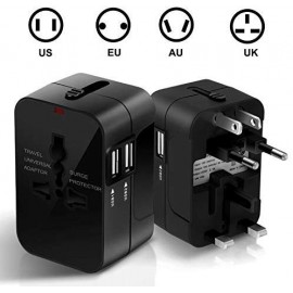 ADAPTATEUR SECTEUR UNIVERSEL AU UK EU US + 2 x USB