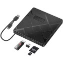 Graveur DVD externe + hub USB + lecteur de cartes SD / micro-SD sur USB-A et USB-C