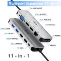 Hub USB Type C PD 100W 2x USB 2.0 2x USB 3.0 2x HDMI 4K VGA RJ45 Lecteur de cartes