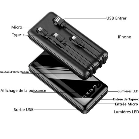 Batterie externe 23.800 mAh avec connecteurs