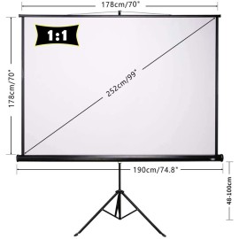 Ecran de videoprojection 178x178 avec carter et pied