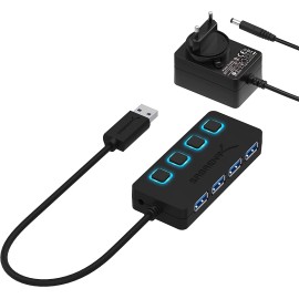 Hub USB 3.2 Gen.1 alimenté 4 ports avec interrupteurs Sabrent