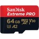 Carte mémoire SanDisk Extreme MicroSDXC 64Go CL10 U3 V30