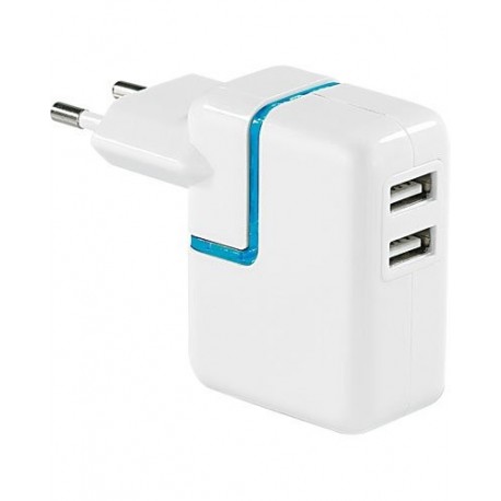 ADAPTATEUR SECTEUR USB 2 PRISES (2000 mAh)