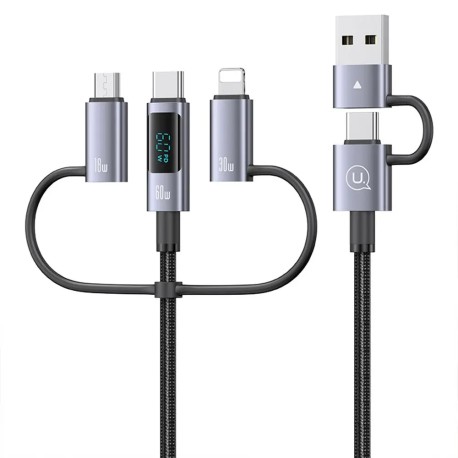 Câble Tressé 6 en 1 (pour iPhone x2 + USB-A x1 + Micro USB x1 + Type-C x2) 60W (2m) Usams SJ736
