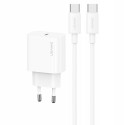 Kit Chargeur rapide 20W T65 + Câble USB Type-C vers USB Type-C 60W (1m) Usams Yi Series OYXLTZ01 / CC226 / SJ711 Blanc