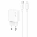 Kit Chargeur rapide 20W T65 + Câble USB Type-C pour iPhone 30W (1m) Usams Yi Series OYXLTZ02 / CC226 / SJ712 Blanc